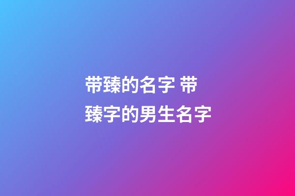 带臻的名字 带臻字的男生名字